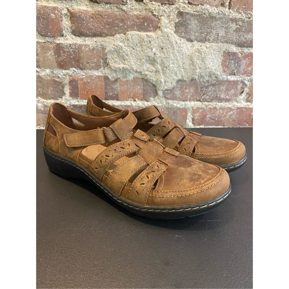 Collection by Clark’s Cora River Dark Tan Leather Sandal Shoe Women’s Size 9 M